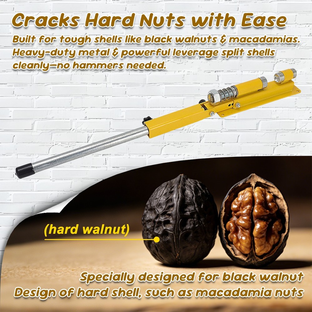 Heavy Duty Black Walnut Nut Cracker Wall Mount for Macadamia Hickory -Rust Proof