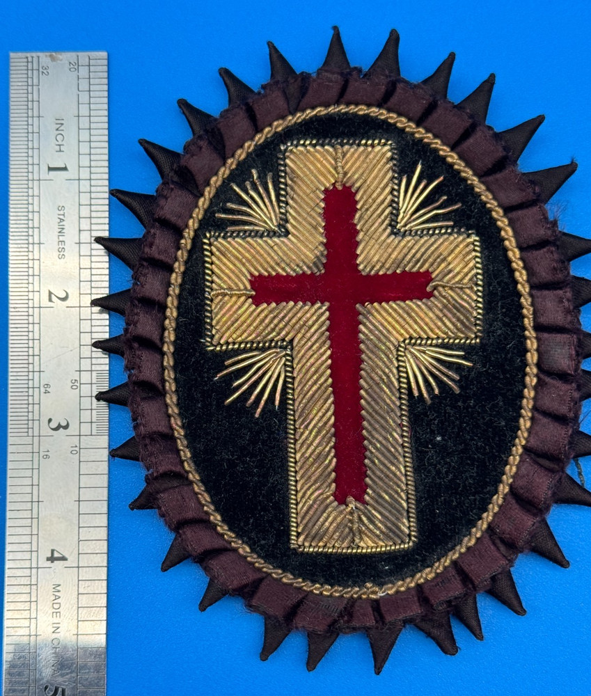 Masonic Past Commander Chapeau Patch Knight Templar Rosette with Rays Antique