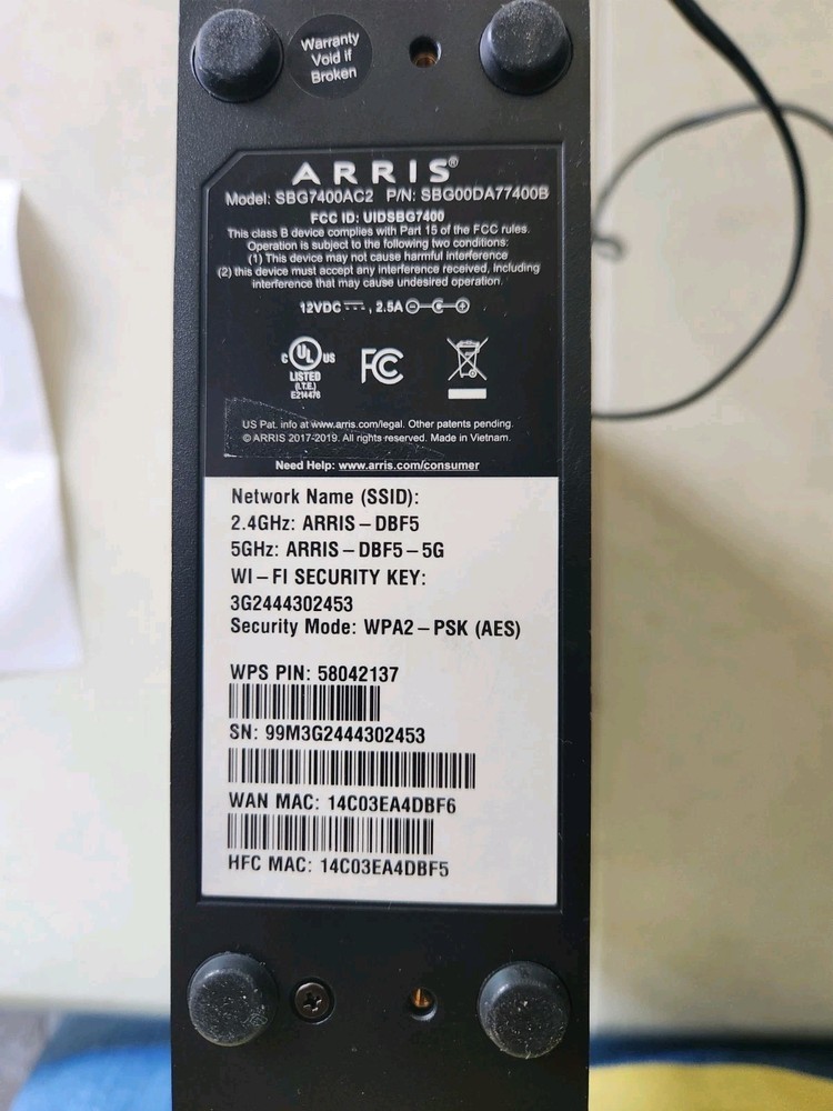 Arris SURFboard SBG7400AC2-RB Wireless Cable Modem