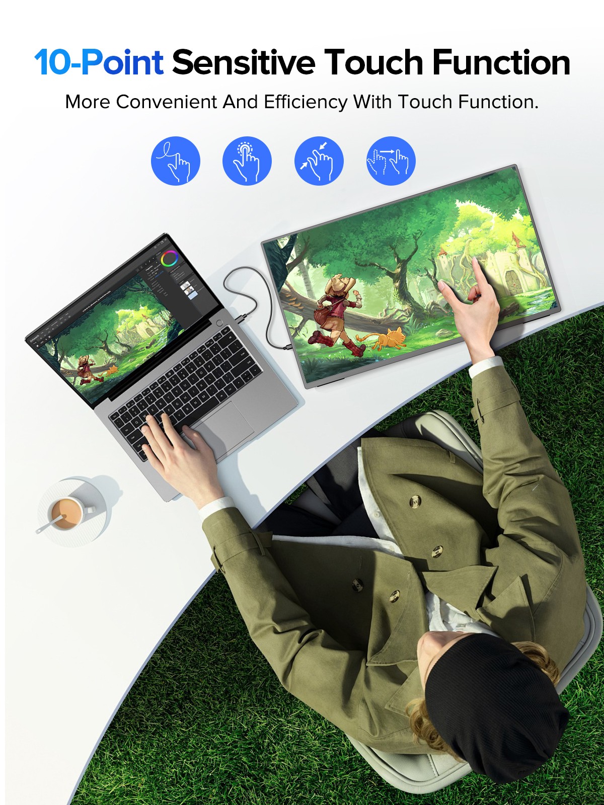 UPERFECT 24.5" 165Hz 2560x1440 Gaming Monitor 2K Touchscreen Portable Monitor