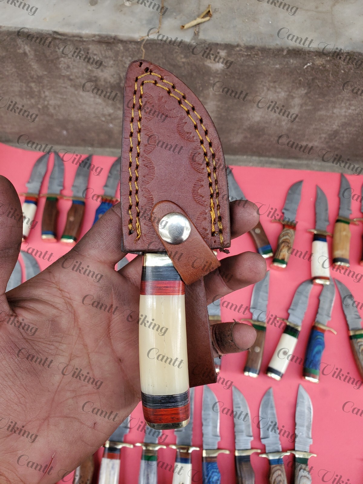 LOT OF 20 PC CUSTOM HANDMADE DAMASCUS STEEL 6" CAMPING & HUNTING KNIVES FROM USA