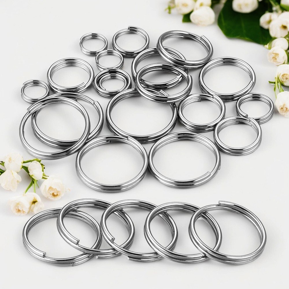 10/20x Stainless Steel Split Key Ring Round Wire Keychain Jump Ring Metal Loop