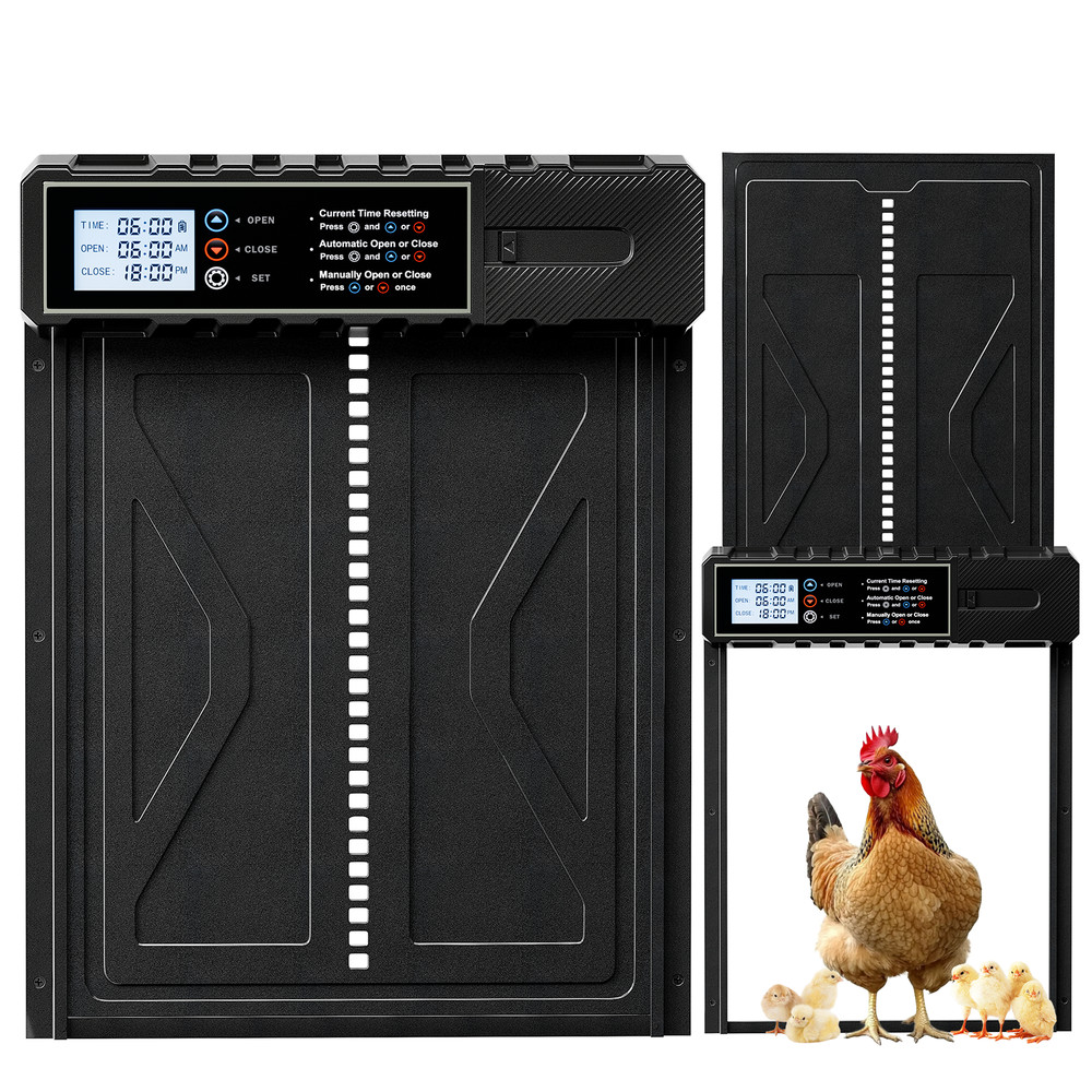 Extra Large Automatic Chicken Coop Door Battery Operated with Timer & LED Screen
