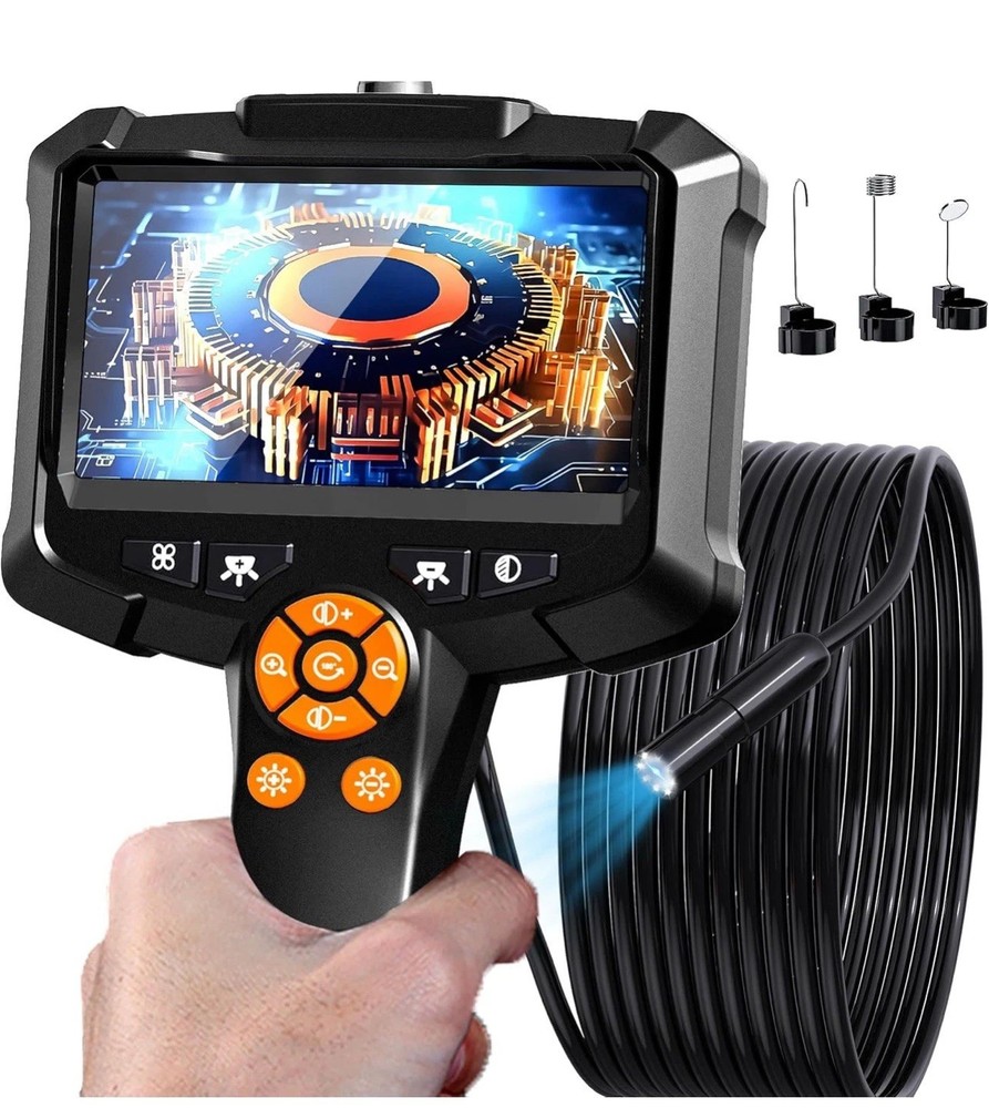 Endoscope Camera with Light, 1080P HD Borescope 8 Adjustable Orange