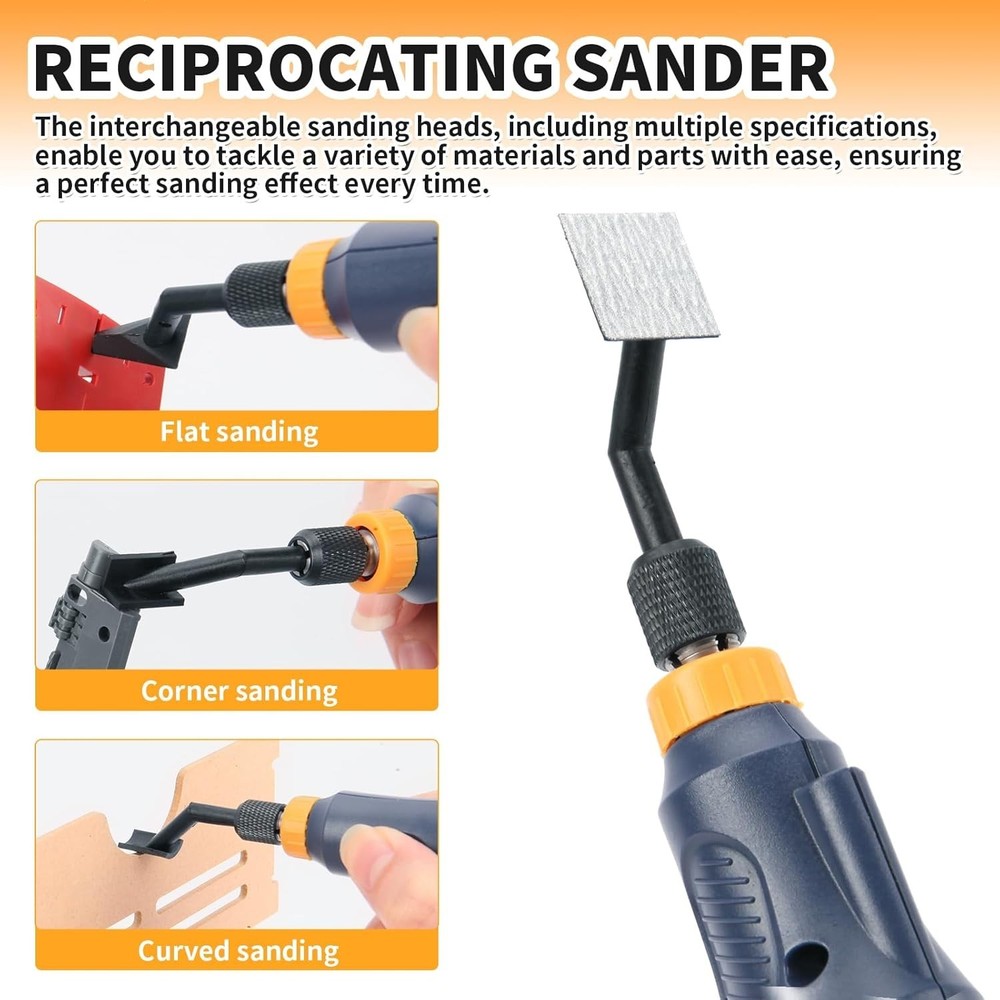Mini Reciprocating Detail Sander USB Rechargeable Variable Speed LED Blue