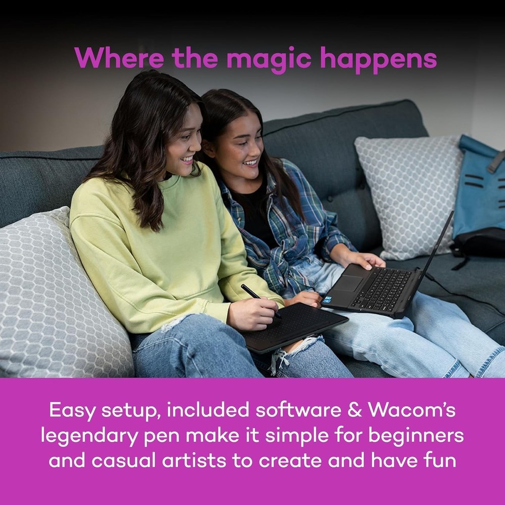 Wacom Intuos Medium Bluetooth Graphics Drawing Tablet, Portable for Teachers,