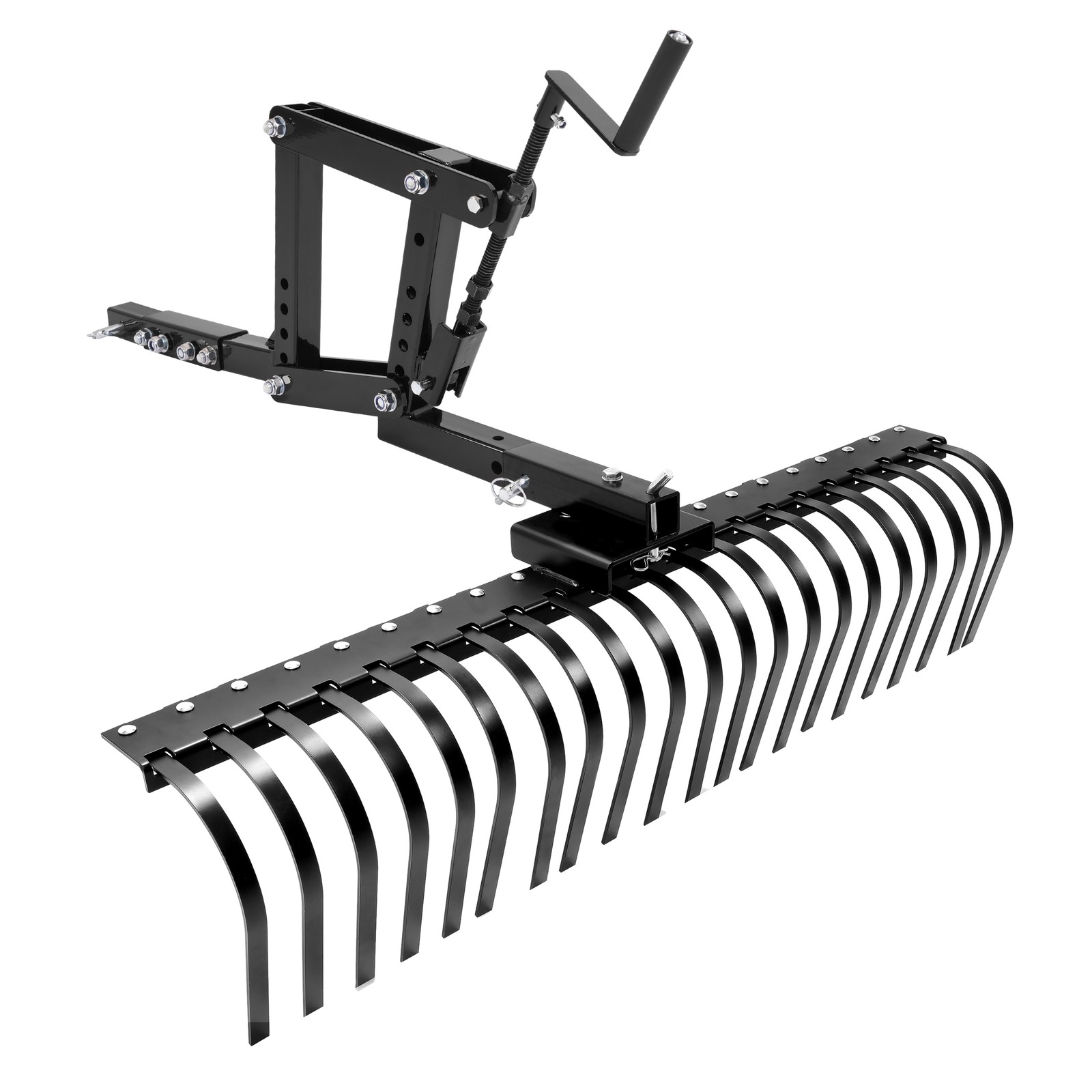 Adjustable 3 Point Landscape Rake + 1 Point Hitch Lift for Tractor Soil Lawn ATV