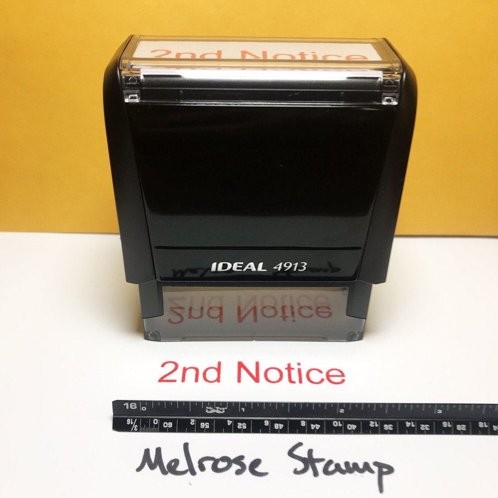 2nd Notice Rubber Stamp Red Ink Self Inking Ideal 4913