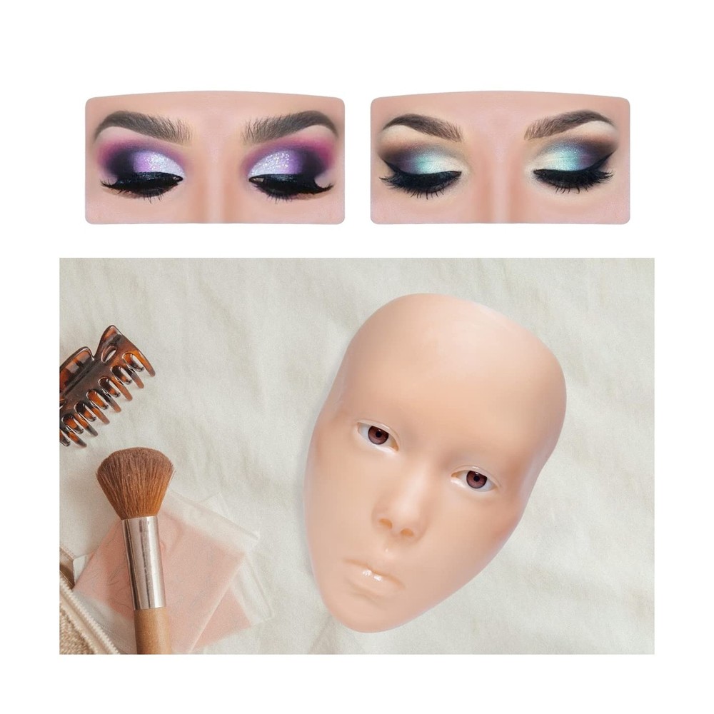Makeup Mannequin Practice Face Board, Reusable Silicone Makeup Practice Face/...