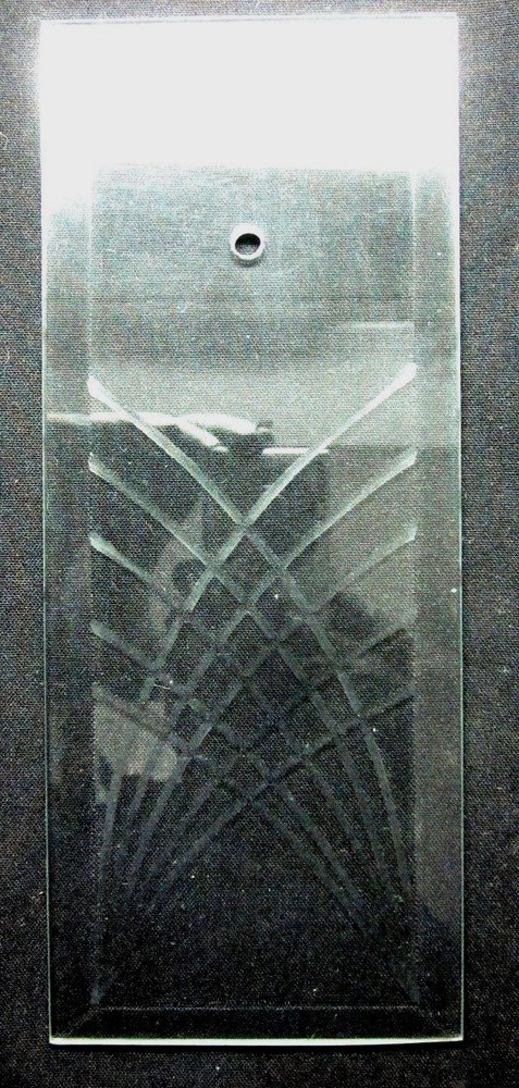 Chandelier Lamp 8-5/8" Rectangular Beveled 1 Glass Panel 10 Bend Curved Lines