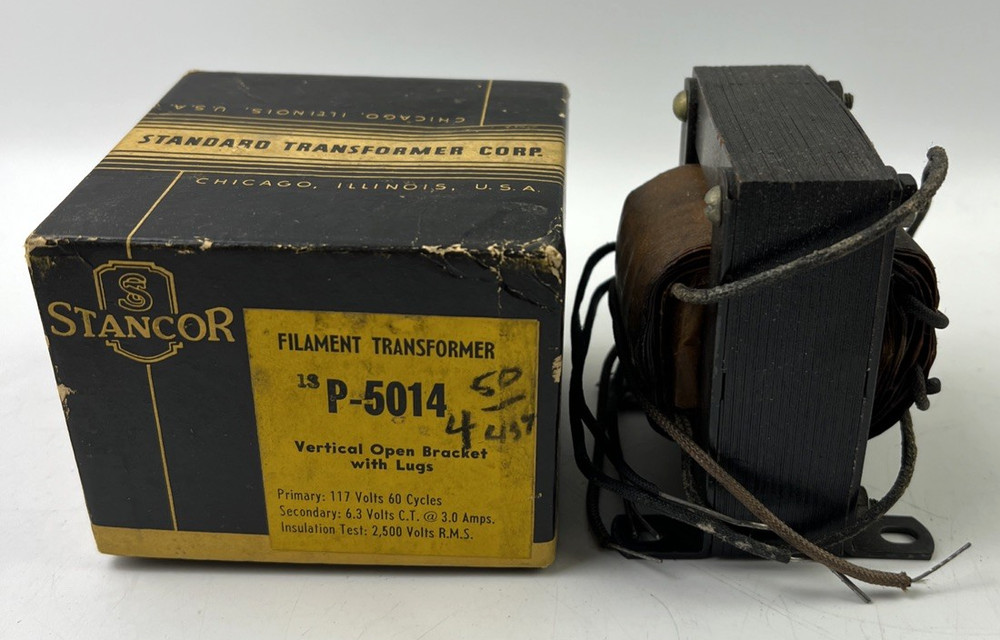Vintage Stancor Filament Transformer in Original Box P-5014 Below: