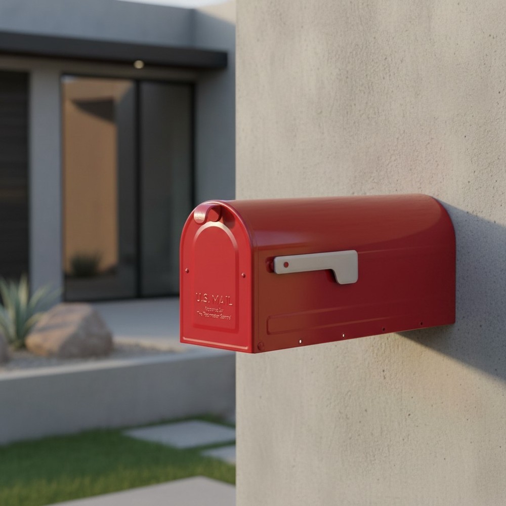 Medium Post Mount Mailbox in Bold Red - Secure Magnetic Closure & USPS Approved