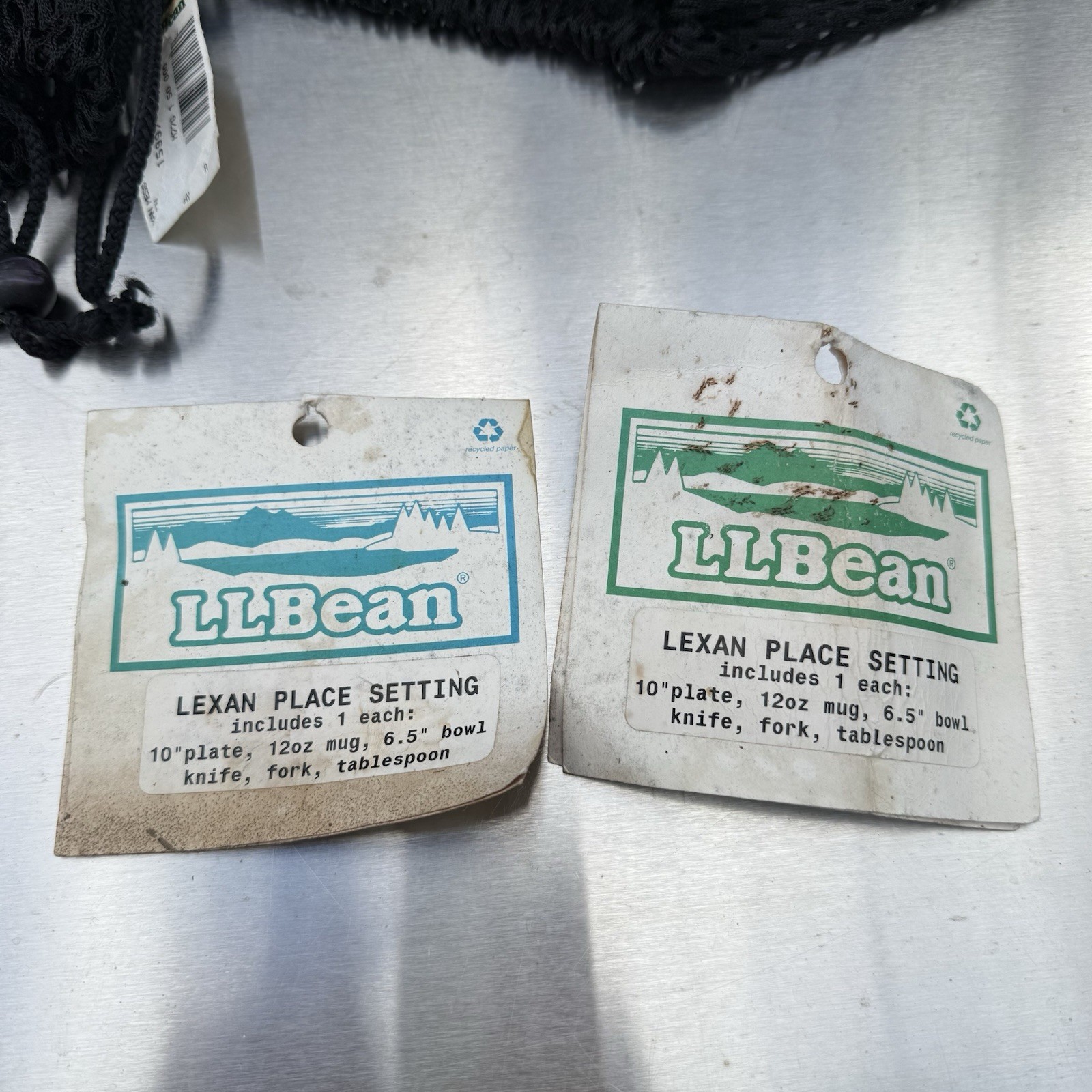 Vintage Deadstock LL Bean x Lexan Camping Dish Set NOS Green Plate Cup Utensils