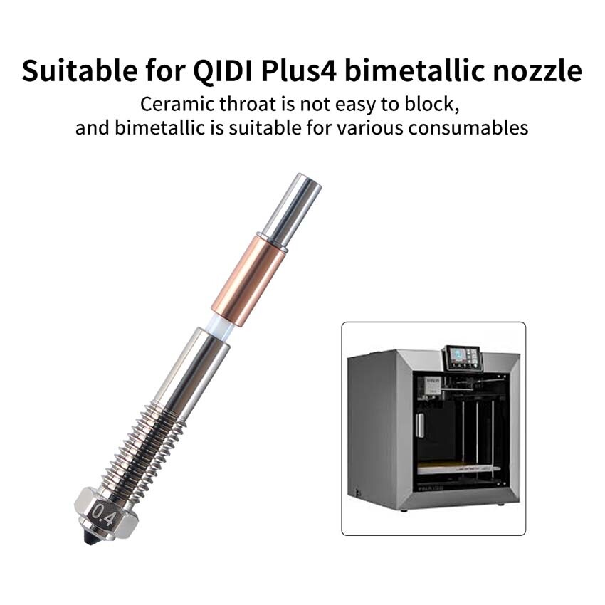 3D Printer Bimetal Integrated Nozzle High Thermal Conductivity for QIDI Plus4