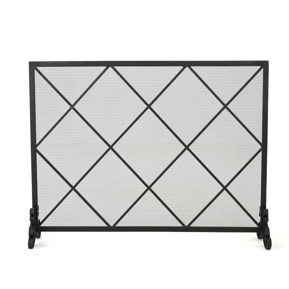 Modern Iron Mesh Single Panel Fireplace Screen