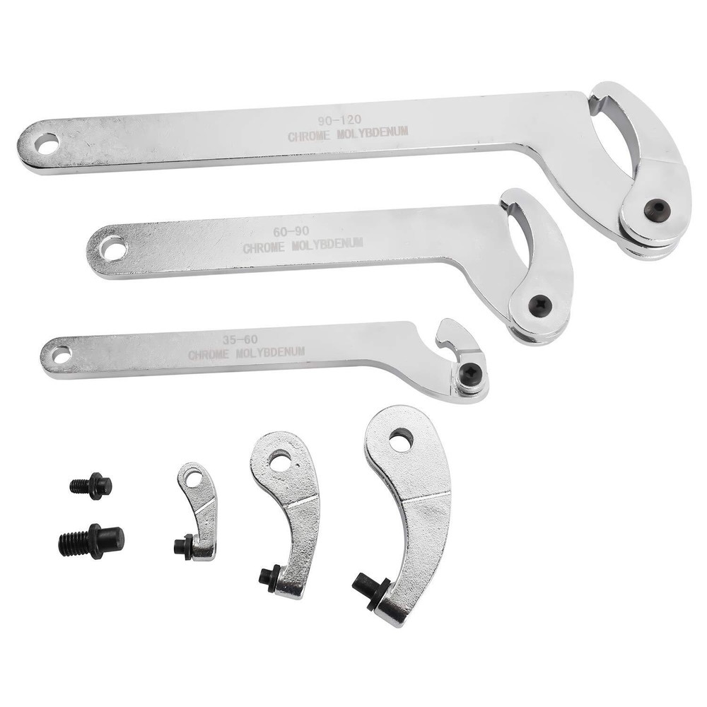 8Pcs Adjustable Hook Pin Spanner Wrench Tool Set Locking Nut Wrench 35mm-120mm