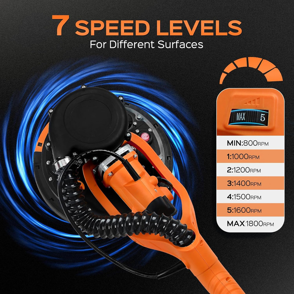 Drywall Sander Tool, 8.5 Amp Popcorn Ceiling Removal Tool with 7 Variable Speed