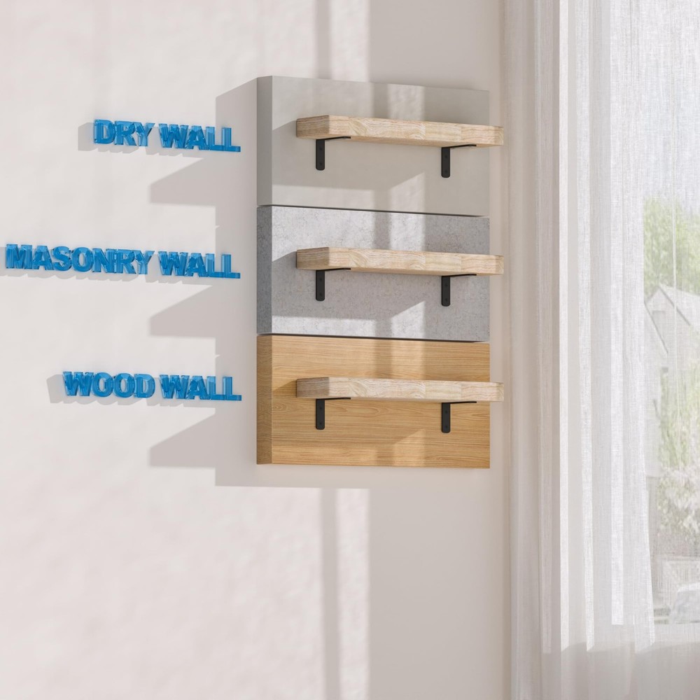 8 PCS 4 Inch Black Floating Shelf Bracket Heavy Duty Wall Mounted Support