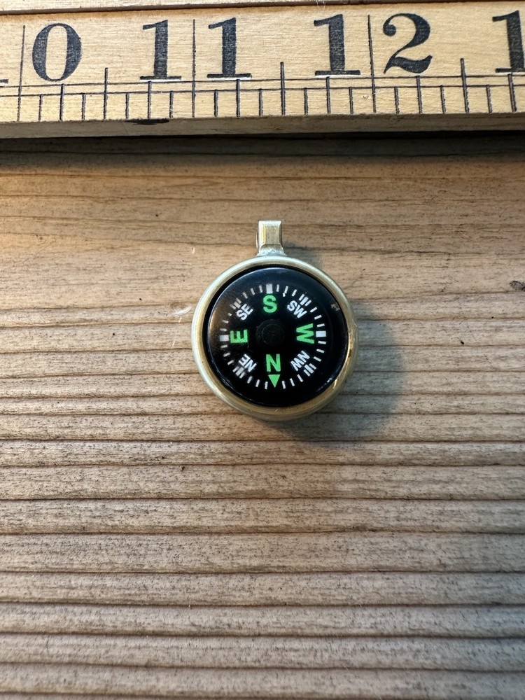 Small Solid Brass Compass Made In USA Liquid Filled Very Heavy Duty