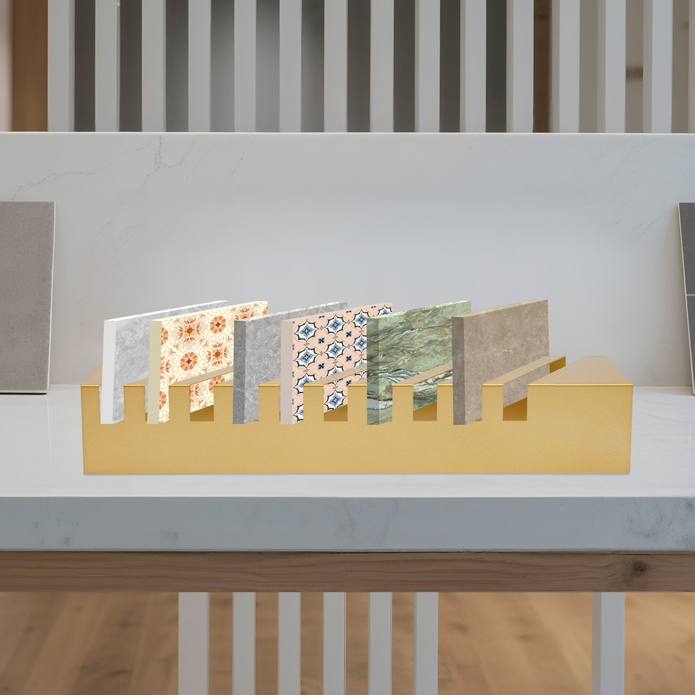 Compact Tile Display Rack - 10 Slots, Slanted Design for Optimal Viewing
