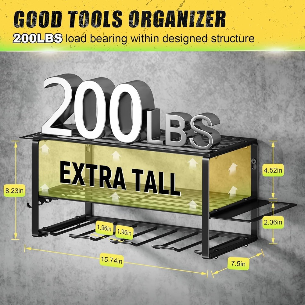 Power Tool Organizer Wall Mount - 200Lbs Load 3 Layers Storage