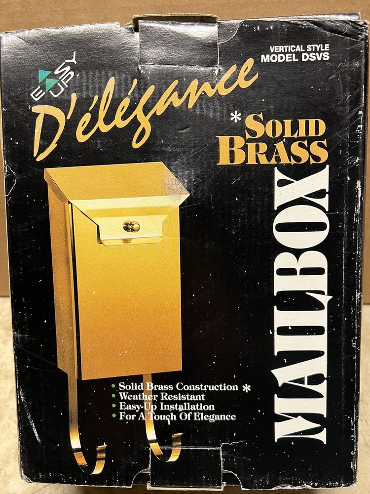 NOS Easy Up - D’élègance Solid Brass Vertical Style Mailbox Vintage
