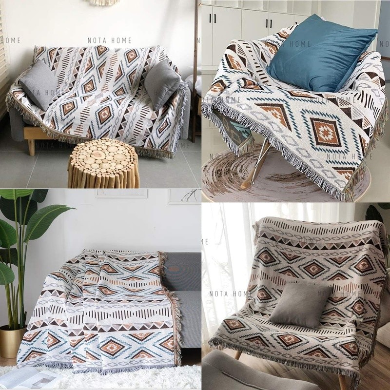 Reversible Aztec Throw Blanket Soft Polyester Tapestry Sofa Cover Outdoor Decor