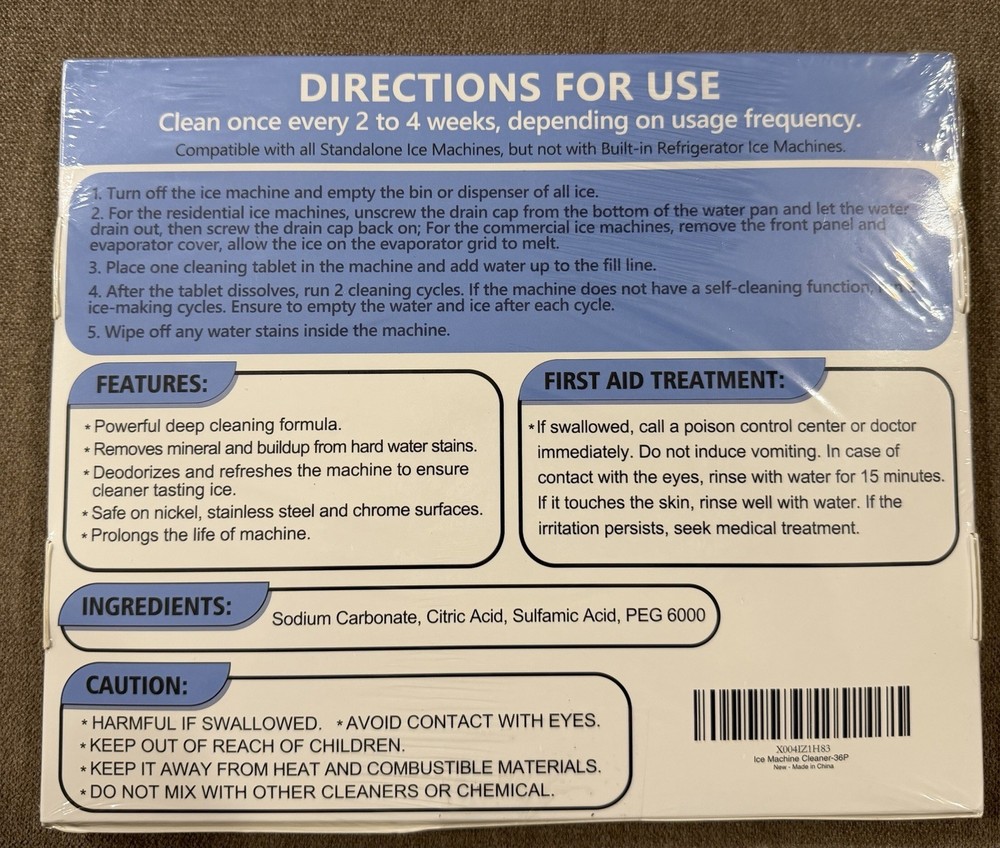 Uskich - Ice Machine Cleaner -36 Tablet Pack Ice Maker Cleaner Unscented