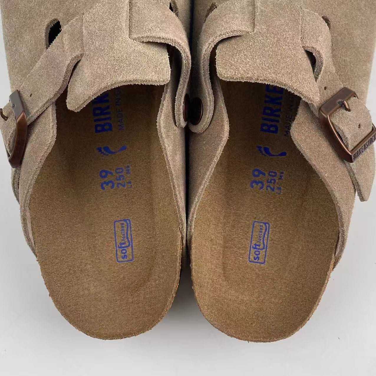 Birkenstock Boston Soft Footbed Taupe Suede Leather Unisex Shoes Size EU 37-45