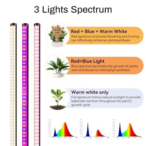 Standing Grow Lights for Indoor Plants with Timer, 3 Adjustable Modes Full