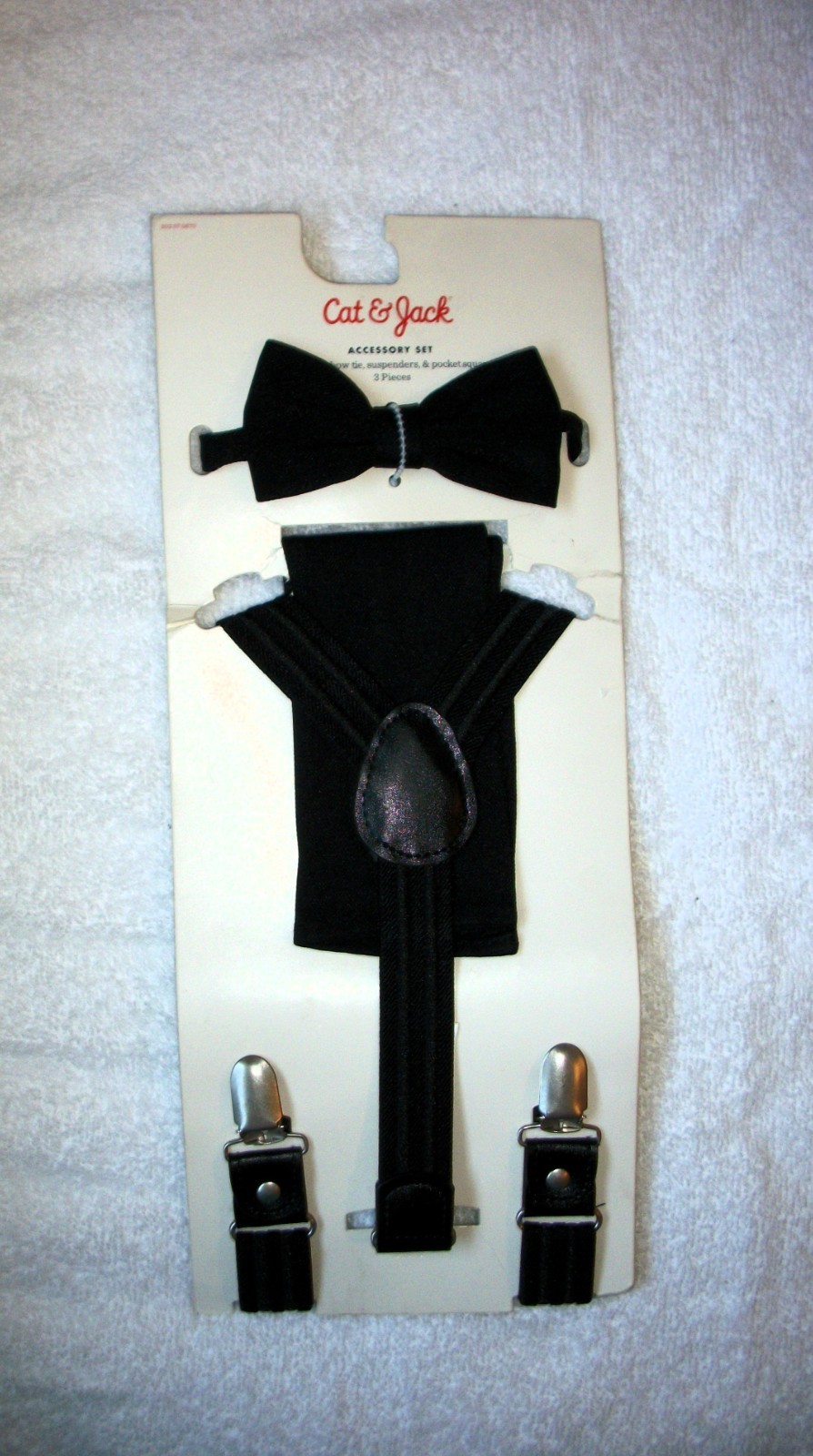 Cat & Jack Boys Bow Tie Suspender Set Handkerchief Black Adjustable Elastic *NWT