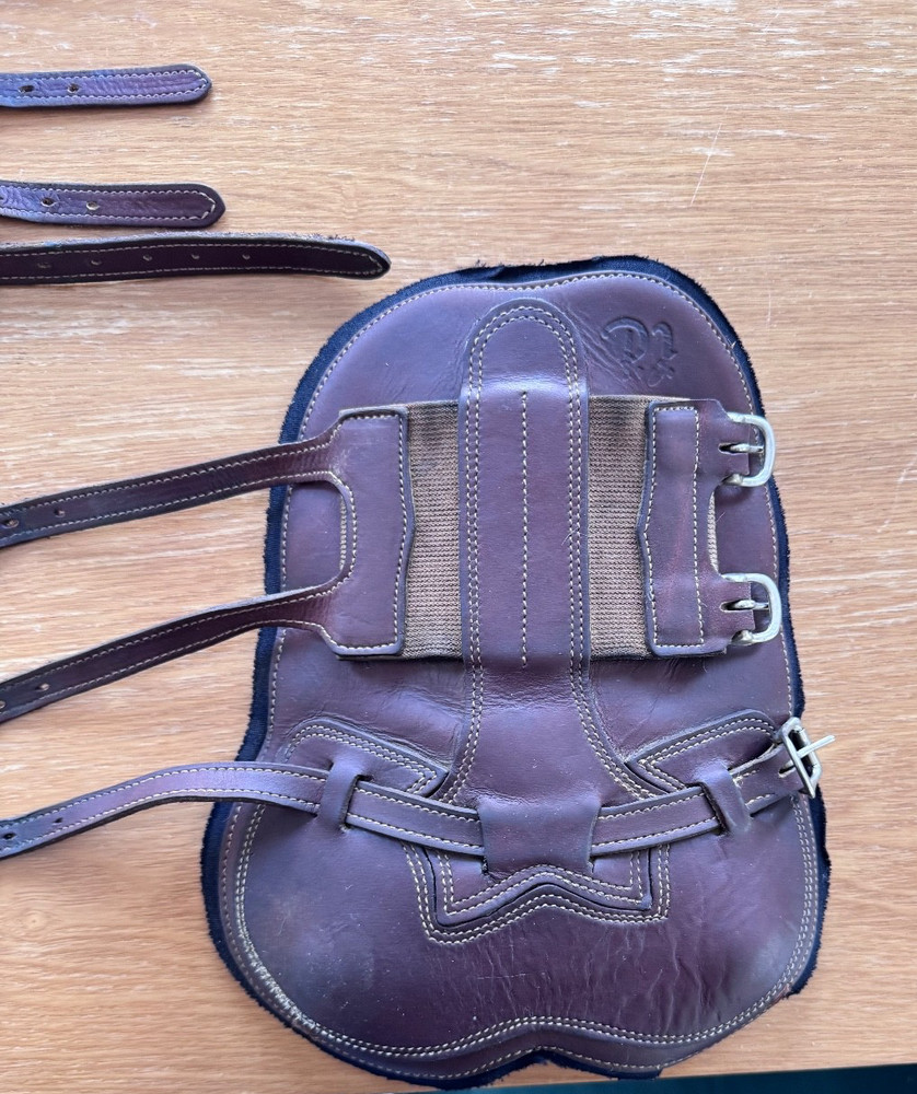 PJ Leather Open Front Boot Set - Full Matching Set - Dark Brown - Horse Size