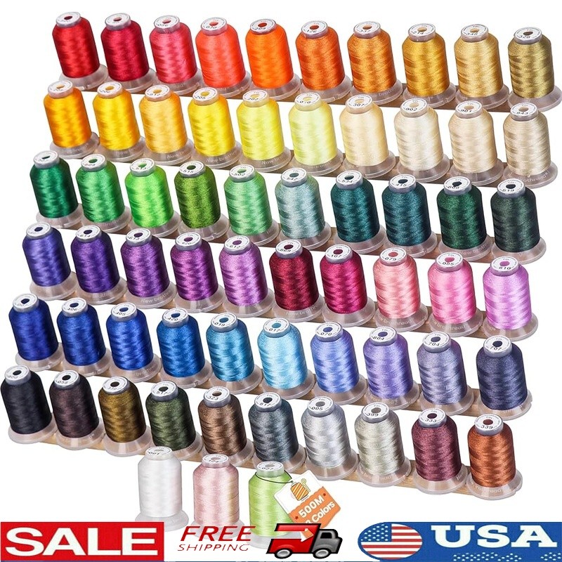 63 Spools Polyester Embroidery Thread Set 40wt 550yd Durable Colorfast New