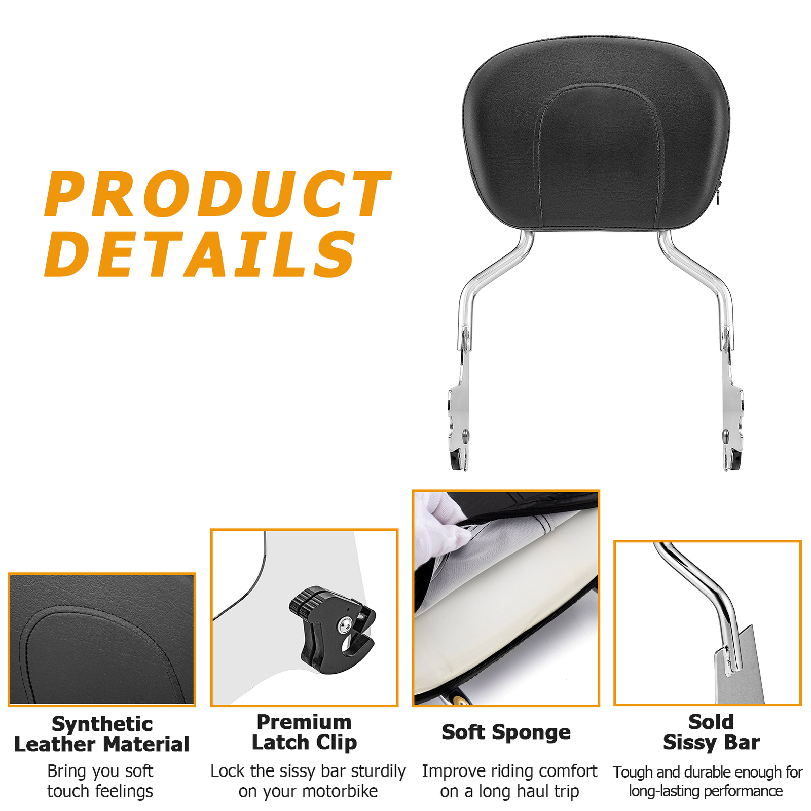 Detachable Backrest Passenger Sissy Bar For Harley Road King Electra Glide 97-08