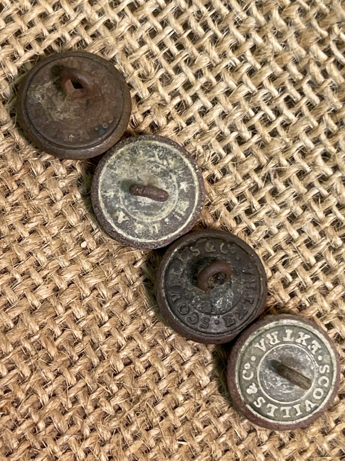 Four Dug Civil War Eagle General Service Cuff Buttons Complete With Shanks N. Ga
