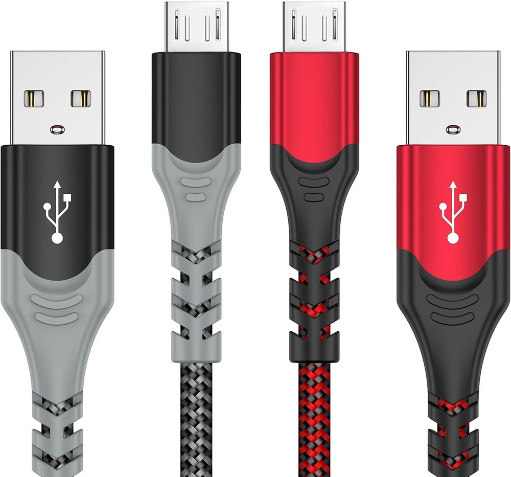 KOOWOD PS4 Controller Charger Charging Cable 2 Pack 10FT Nylon Braided Micro US