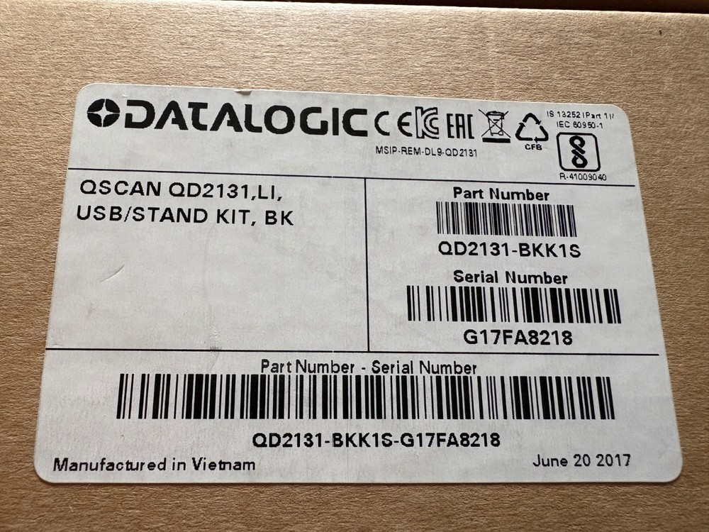 Datalogic Scanning QD2131-BKK1S QuickScan Handheld Barcode Scanner w/Cable&Stand