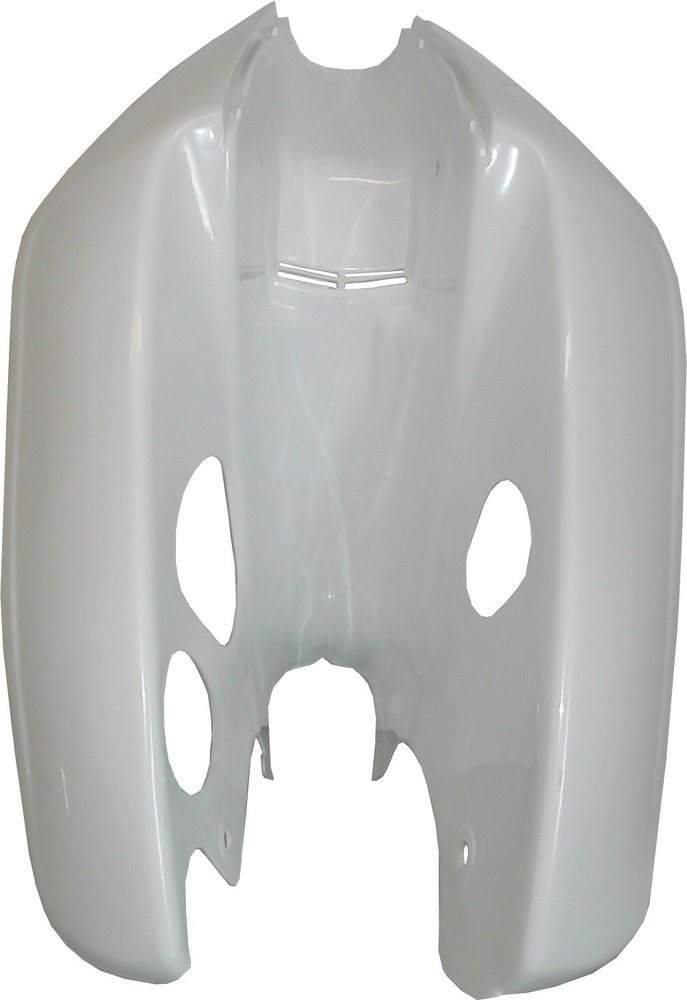 Legshields Front White C90 Cub K/Start uses round air filter (Each)