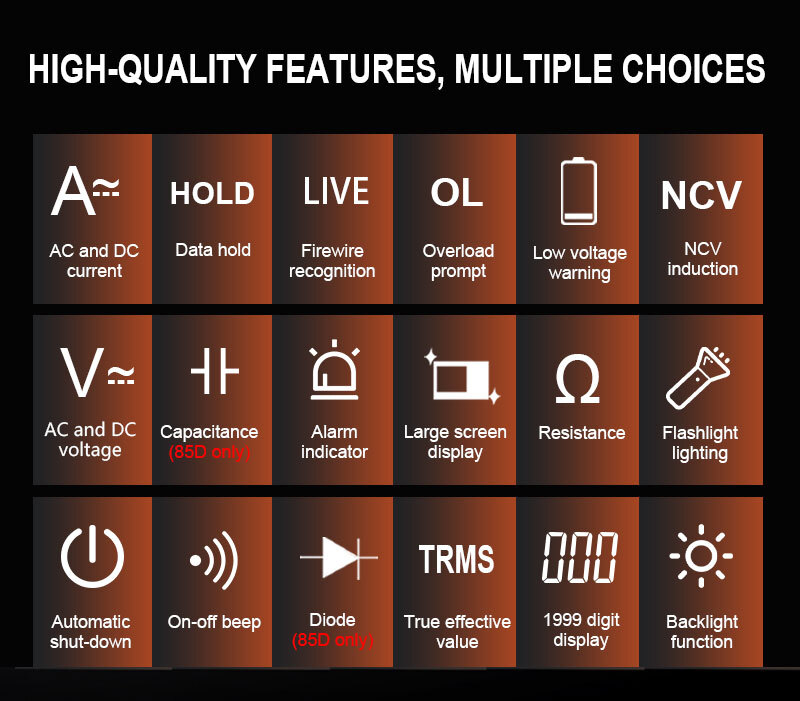 Digital Multimeter Voltmeter Ammeter Ohmmeter Volt AC DC Tester Leads Meter