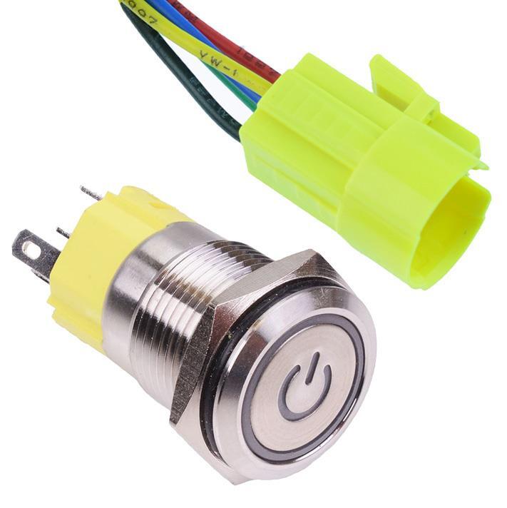 Power 16mm Vandal Resistant Push Button Switch 3V 12V 24V