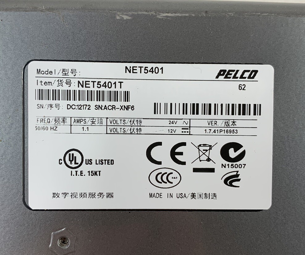 Pelco NET5401T 1-Channel Video Encoder