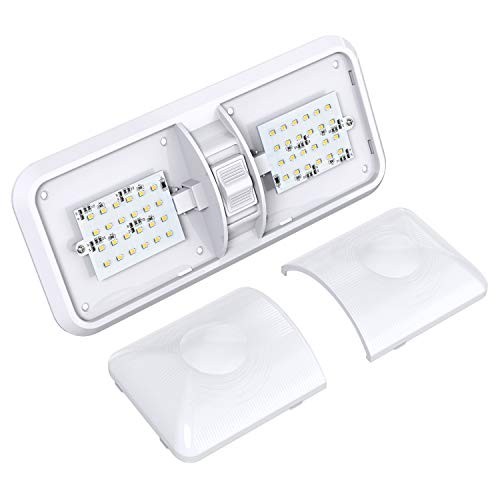 2 Pack RV LED Ceiling Double Dome Light Fixture with ON/Off Switch Interior