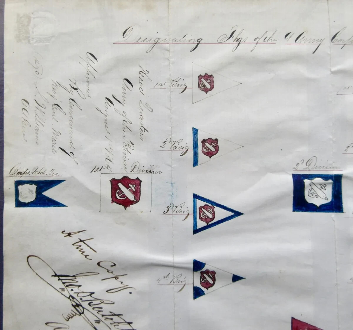 Designating Flag of the 9th Army Corps - Handcolored - August 1864