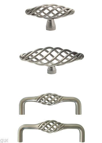 Satin Nickel Birdcage Kitchen Cabinet Drawer Knobs Pulls  60 76 96mm