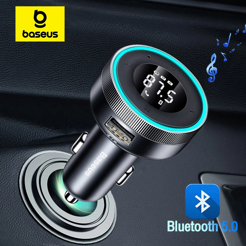 Baseus Bluetooth 5.0 FM Transmitter Car USB Fast Charger MP3 Player Kit