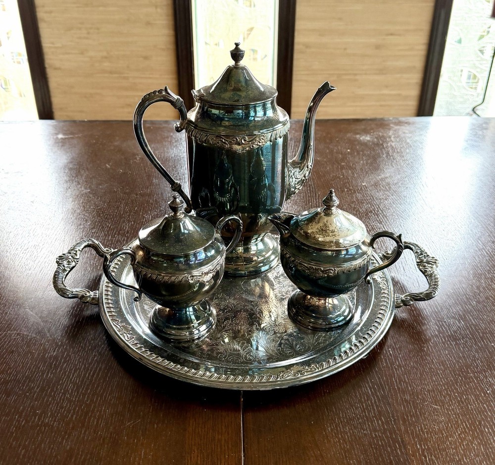 Vintage Four Piece Coffee Set - Silver Plated Over Copper