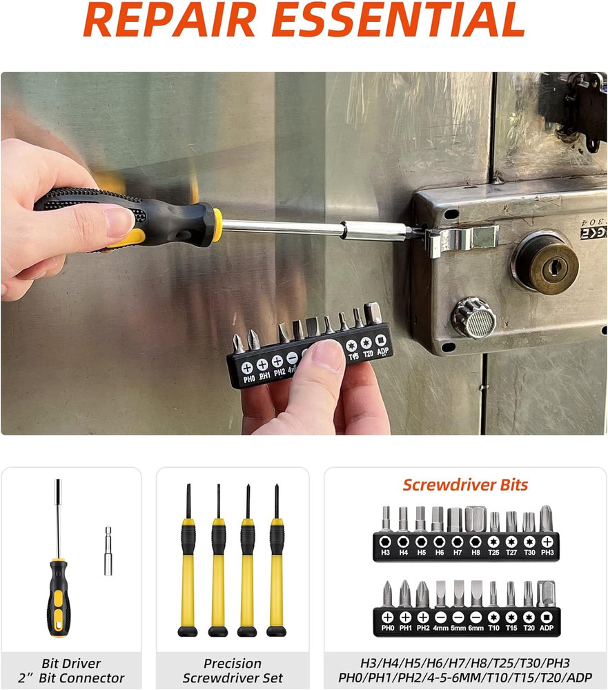 40-Pc Tool Set - General Household Hand Tool Kit Plastic Toolbox Storage Case…