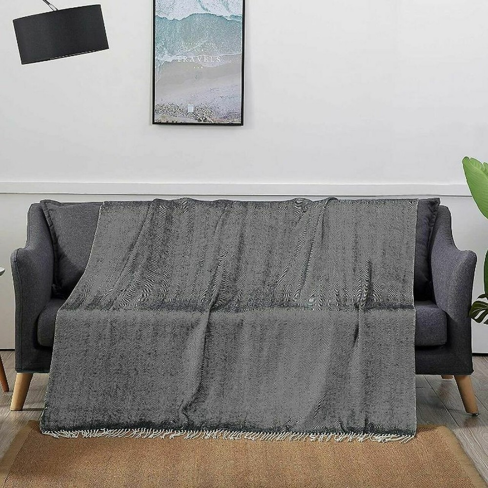 Wisely Home 100% Acrylic Chevron Patten Throw (Black & Grey)