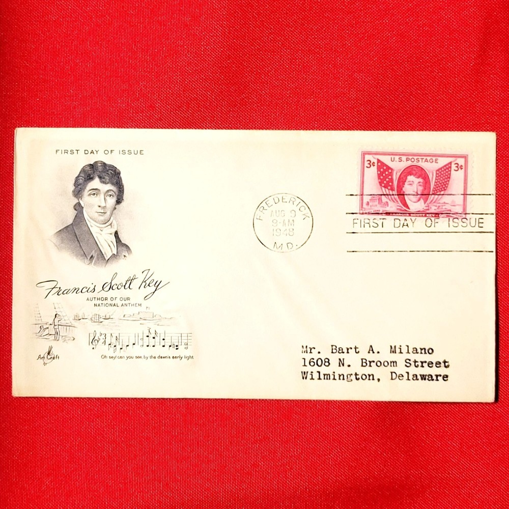 First Day of Issue Francis Scott Key Stamp Cache Envelope