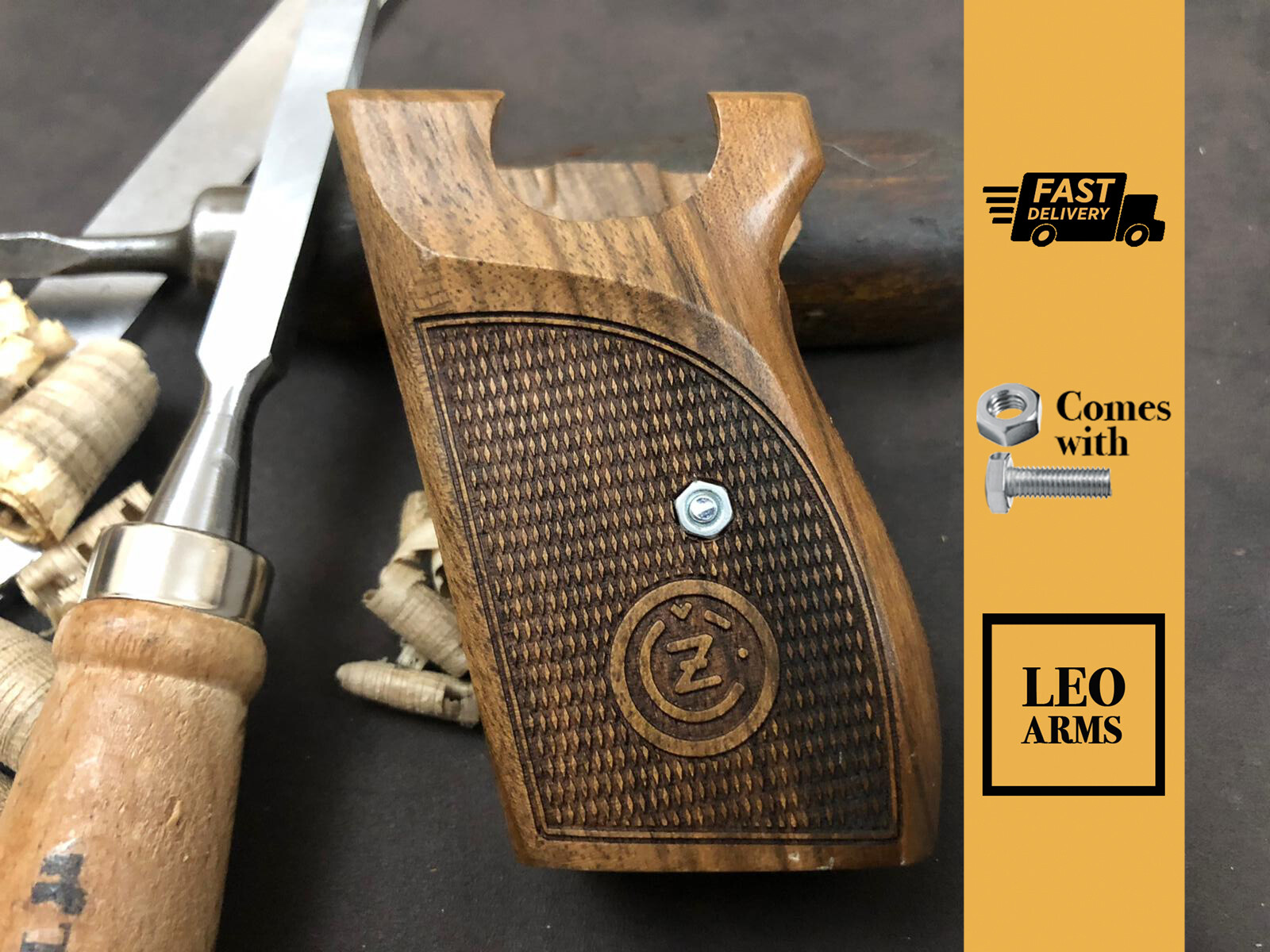 CZ VZOR 70-50 7.65MM 32 ACP Turkish Walnut Wood Grips Handmade Diamond Checkered